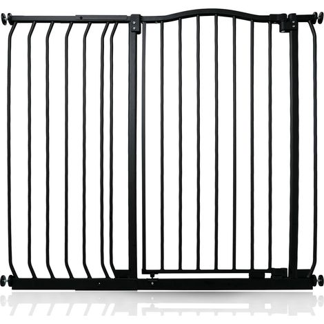Bettacare Extra Tall Curved Top Dog Gate, 107cm - 116cm, Matt Black, Extra Tall 100cm in Height, Pressure Fit Pet Gate