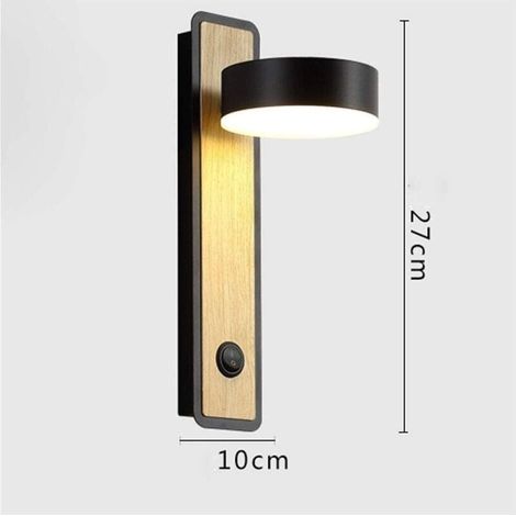 noir Applique murale en bois de style rétro européen, en aluminium, idéale pour une chambre , lumière chaude