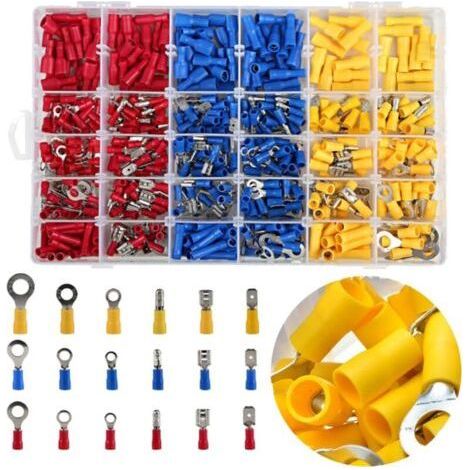 Cosses Electriques 480 Pièces, Cosses Electriques pour Voiture, Cosse à Sertir, Rondes, Plates Femelles et Males, Cosses Oeillet et Oeil, Cylindriques et Autres,Connecteurs Sertissage avec Bo (1/5)