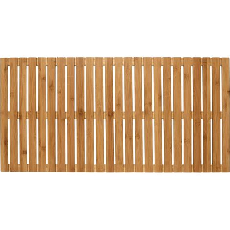 Wenko – Tapis de salle de bain en bambou 100 x 50 cm – Antidérapant pour baignoire et douche – Résistant à l'eau et à l'humidité – Couleur naturelle