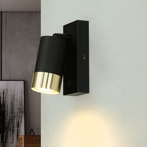 Wandleuchte Aluminium verstellbar in Schwarz Gold GU10 Wandspot