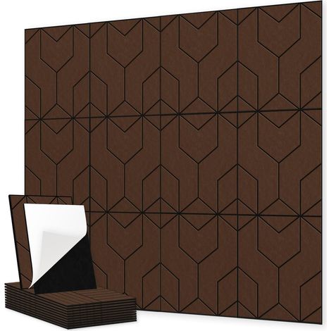 Panneaux Anti-Bruit en Adhésifs Murs Isolation Phonique Home Studio Bureau et Salle de Réunion 30x30 cm 12 Feutre Marron (1/5)