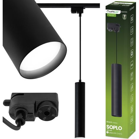 Lámpara colgante con riel de alambre de 29 cm, foco GU10 LED SOPLO negro LUMILED