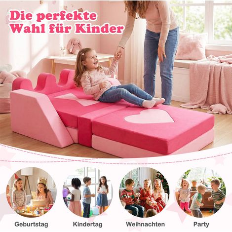 14-teiliges modulares Kinderspielsofa, weiches Schaumstoffset, Rosa
