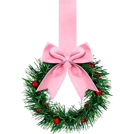 Guirlande De Noël Pour Armoire De Cuisine - Ruban Et Baies - Style Classique - Rose - 1 Pièce (1/5)