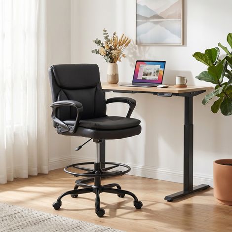 Silla de Dibujo Silla de Escritorio Ergonómica Giratoria con Altura y Reposapiés Ajustable Negro (1/5)
