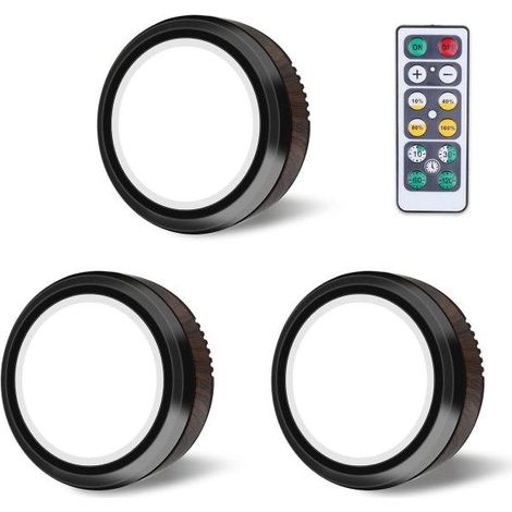 Éclairage de meuble bas à piles. Spot LED rond avec télécommande (cadeau) (1/5)