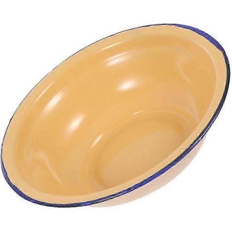 Lavabo vintage en émail, grande capacité, jaune, 28 x 28 x 7,5 cm, lot de 1 pour usage domestique (1/5)