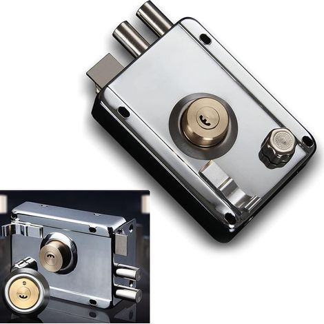 Serrure en acier inoxydable et cuivre, de porte extérieure avec (1/4)