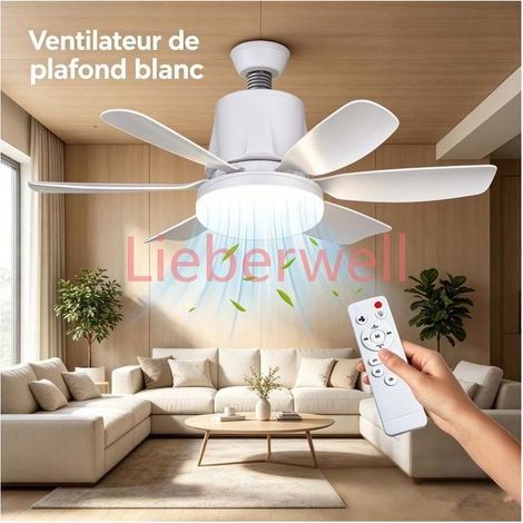 E27 LED LIEBERWELL Ceiling Fan Light 30W 2400lm, 3 Speeds, 3 Color Temperatures, 1/2/4h Timer, 47cm, White (1/5)