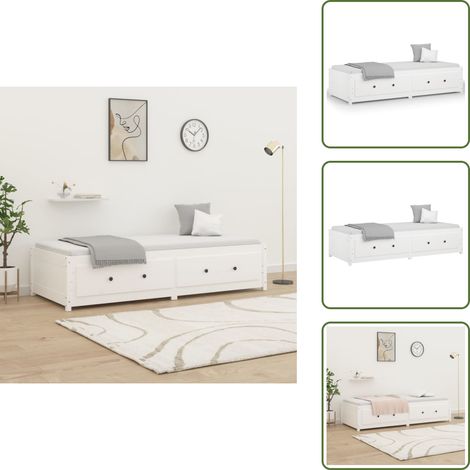 Letto con cassetti - vidaXL Dormeuse senza Materasso Bianca 90x200 cm Legno Massello Pino - Letto in legno massello