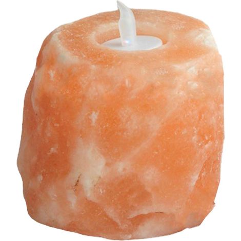 Lampe à sel cristal orange, bougie chaleureuse, décoration apaisante de table, effet lumière naturelle, assainissante, ambiance zen, veilleuse élégante. (1/5)