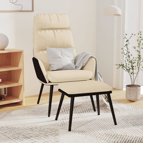 Teenpull – Relaxsessel mit Hocker Creme Stoff und Kunstleder (1/5)