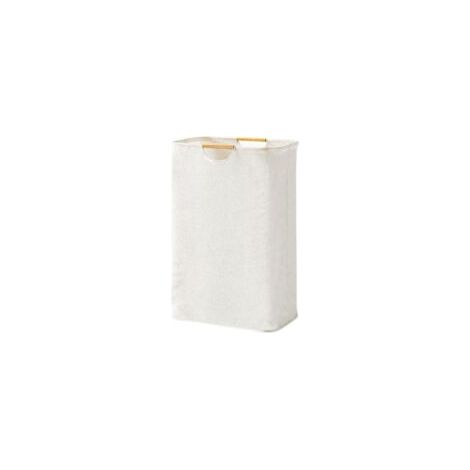 Panier à linge, Pliable Tressé Tissu d'Oxford, Blanc, 39 x 53 x 27 cm, panier à linge, Pliable, Lave-Panier avec Poignée, Poignée en Bois, Grand, Panier à linge pour la Chambre à coucher, salle de Bai (1/5)