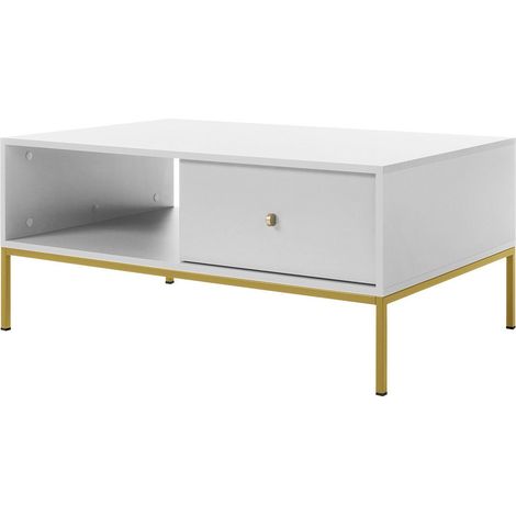 Mesa de centro Formis, Blanco, 46x68x104cm, Diámetro: 0, Aglomerado laminado, Angular