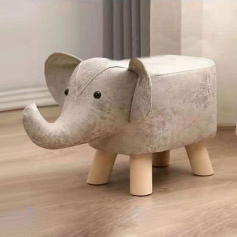 Tabouret Animal Mignon Multifonction pour Maison et Maternelle, Banc Petit en Forme d'Animal, Couleur Gris Blanc (1/5)