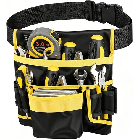 Ceinture Porte-Outils Magnétique Professionnelle, 12/28 Poches Ceinture Outils Bricolage, Sacoche Multifonction Amovible et Réglable, avec Porte-Marteau pour Électriciens, Charpentiers, Bricoleurs (A) (1/5)
