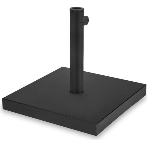 Vonroc – Pied de parasol carré 45x45cm – 26kg en béton avec revêtement métallique – Pour mâts de 35/38/48mm – Fixation rotative