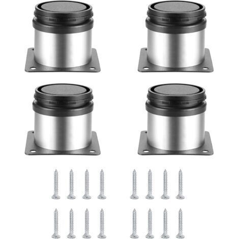4 Pièces Pieds de Meubles Réglables, Pied de Table Reglable Hauteur Métal, Pieds Meuble Cuisine, Pieds de Meubles Armoires éTagèRes Table Acier Inoxydable, avec Vis (50X50MM, Argent) (1/5)