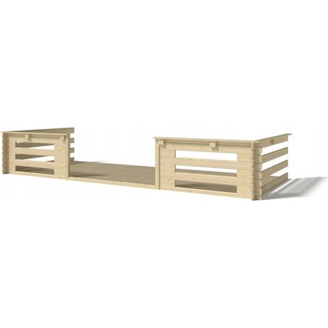 Terrasse en bois avec balustrade pour abri en bois - 10m2 - 5m x 2m - couleur: naturel (1/4)