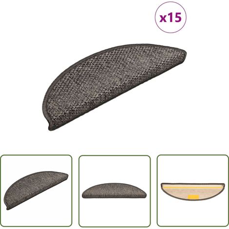 The Living Store Tapis d'escalier autocollants aspect sisal 15 pcs 56x17x3 cm - Tapis D'escalier - Tapis Marche - Carpets D'escaliers - Décoration Escalier - Antidérapant (1/5)