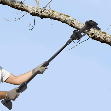 2-in-1 Akku-Teleskopsäge mit 23cm Sägekopflänge, 4,26ft Gesamtlänge, 1500mAh Batterie, für 3,93in dicke Äste