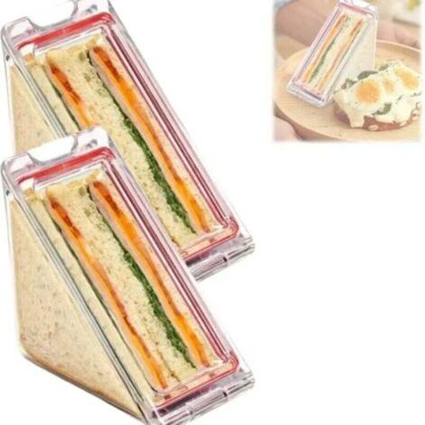 Boîte à sandwich triangulaire, boîte à sandwich en plastique réutilisable avec couvercles (lot de 2) (1/4)