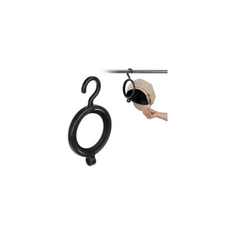 1 soporte colgante para pelucas y sombreros, perchas de plástico que ahorran espacio, soportes portátiles para pelucas para armario, pared y puerta, color negro.