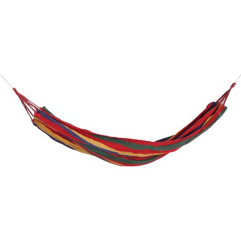 Hamac de Camping [Marque] 100cm Rayé Rouge Toile Canvas Légère et Portable pour Voyage Extérieur Intérieur (1/4)