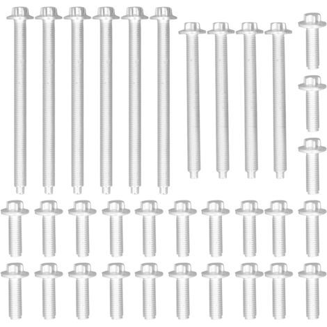 Yosoo Jeu de Boulons de Carter D'huile Moteur, 33pcs Jeu de Boulons de Carter D'huile Moteur en Aluminium Antirouille 11-13-0-392-549 Remplacement pour 1 Série 135i 328i. (1/5)