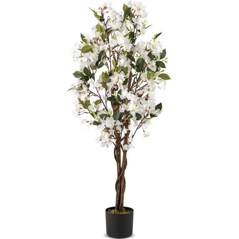 Albero artificiale di bougainvillea 120cm con 360 fiori e 40 foglie Bianco 1 Confezione (1/4)