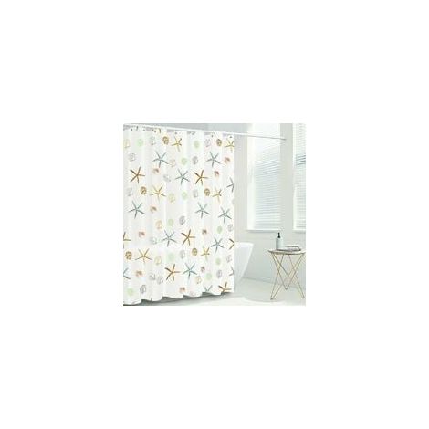 Rideau de Douche 180x180cm,  Rideau de Douche PEVA Imperméable et Anti-moisissure, avec 12 Anneaux de Rideaux, Motif étoile de (1/4)