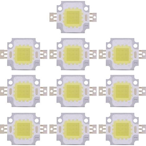 10 pièces 10W LED SMD puce COB DC 9-10V pour lampe projecteur perles ampoule haute puissance blanc froid (1/5)