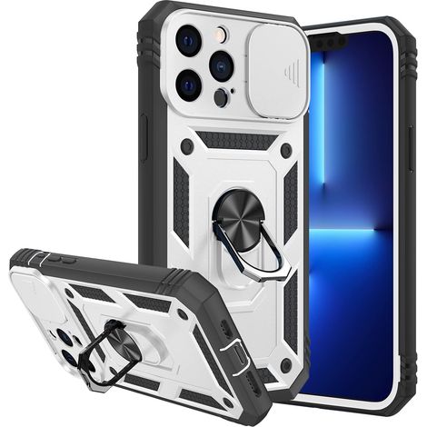Coque iPhone 13 Pro Max - Protection Antichoc Militaire - Support Pivotant 360° - Cache Objectif Coulissant - Porte-cartes Intégré - Pour Écran 6,7 Pouces - 1 Pièce (1/5)