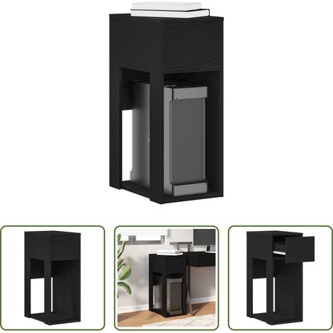 vidaXL Tiroir - Support de tour d'ordinateur avec tiroir noir 30x44x74 cm (1/5)