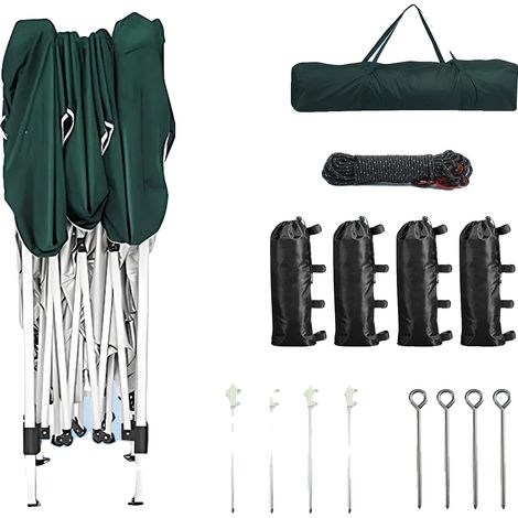 Gazebo, Tissu Oxford Imperméable, Hauteur Réglable, vert, 3m  3m (1/2)