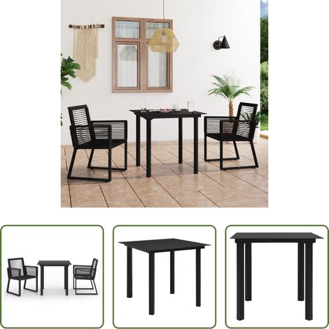 vidaXL Salle à manger extérieur - Ensemble à manger d'extérieur 3 pcs Rotin PVC Noir (1/5)