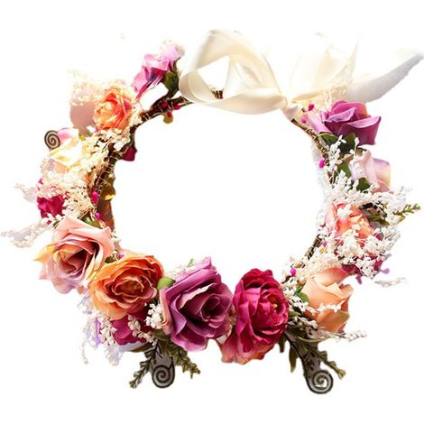 Couronne de fleurs réglable pour femme, couleur rose fuchsia, accessoire coiffure mariage et cérémonie