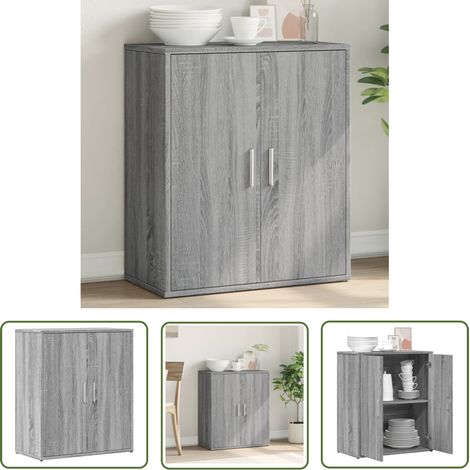 The Living Store Buffet sonoma gris 60x31x70 cm bois d'ingénierie - Buffet - Meuble De Rangement - Armoire - Commode - Salon (1/5)