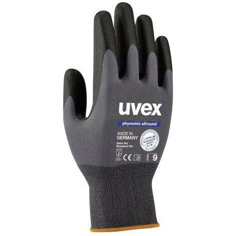 Gants de manutention Uvex taille 9, Résistance à l'abrasion, Noir, gris ( Prix pour 1 paire )