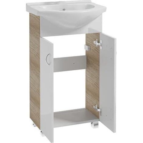 Mueble de baño con lavabo de 85x50cm, de pie, de roble monumental Tim (1/5)