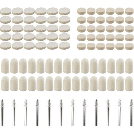 Lot de 102 tampons de polissage en feutre de laine – Dimensions 10/13/25 mm – Pour polissage verre, métal et céramique – Compatible Dremel (1/5)