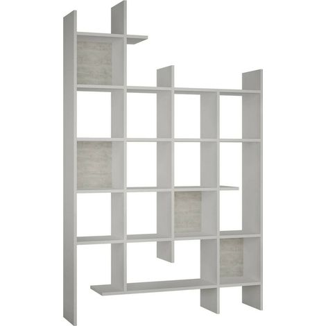 Dmora - Libreria Achela, Scaffale da ufficio, Mobile portalibri, Biblioteca, 122x26h188 cm, Bianco