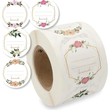 Etiquettes autocollantes Motif fleur 500 50 mm (1/5)