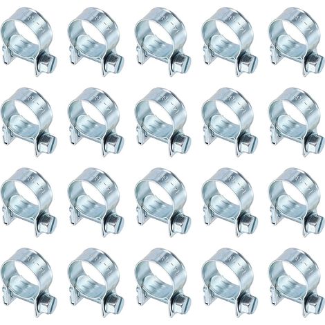 20pcs Collier De Serrage Pour Injection De Carburant 14-16mm Ajustable En Acier Zingué Mini Collier Pour Tuyau De Gaz Pour Automobile Agriculture Plomberie Diesel Essence Tuyau (1/5)