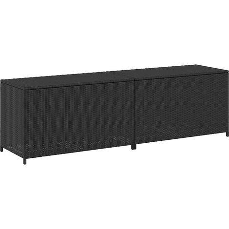 Maison Exclusive - Boîte de rangement de jardin résine tressée 200x50x60 cm noir (1/5)