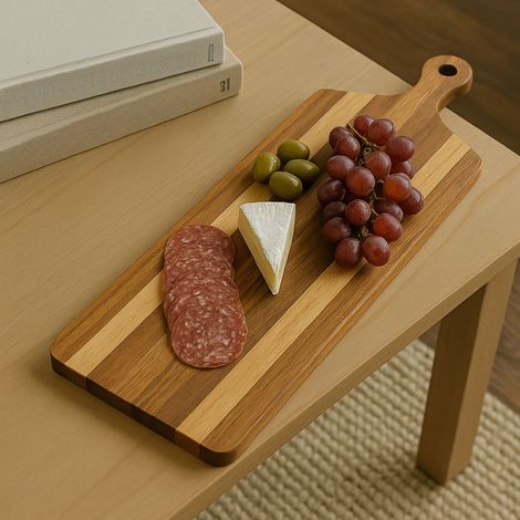 Planche à Découper de Cuisine en Bois Teck Massif Indo - 18x200x300mm (1/4)