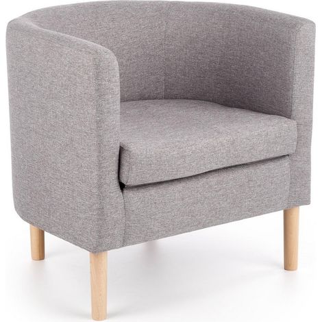Fauteuil cabriolet en tissu gris avec pieds en bois massif Soho (1/5)