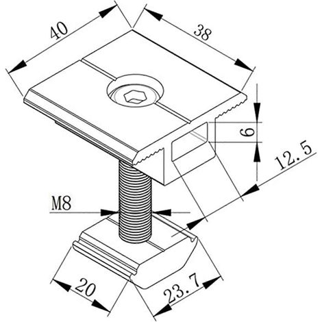 24x Photovoltaik-Träger, mitteldruckfester Gleitblock aus Aluminiumlegierung, 40 mm, zum Verbinden und Befestigen von Solarmodulen (1/5)
