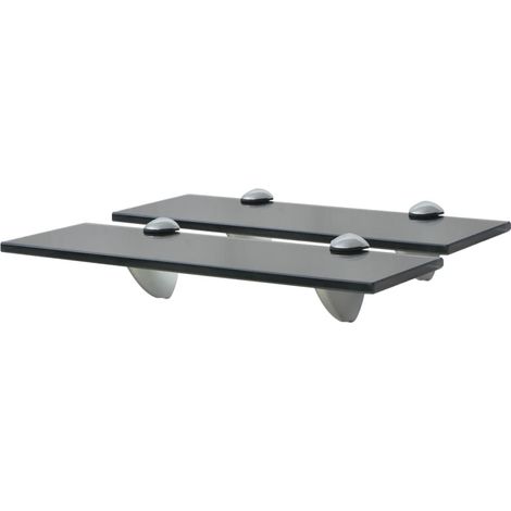 2 Étagères Tablettes en Verre 30 cm Noire à fixer pour une décoration moderne et épurée